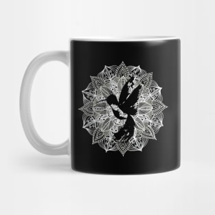 White Mandala Circle Hummingbird Mug